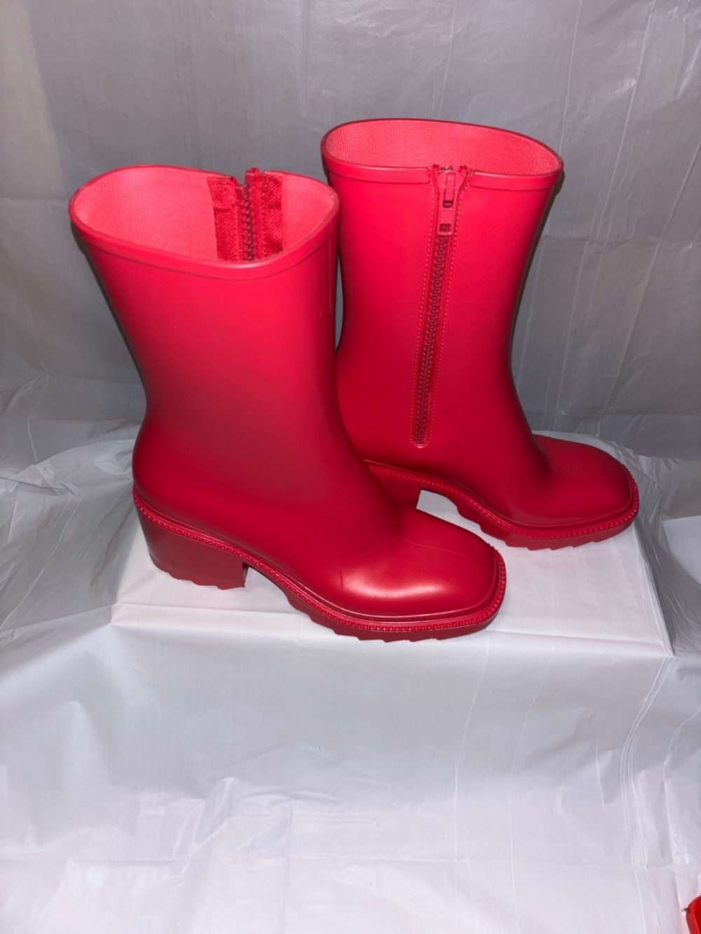 Red Women's Zipper Rain Boots - Bold Waterproof Style